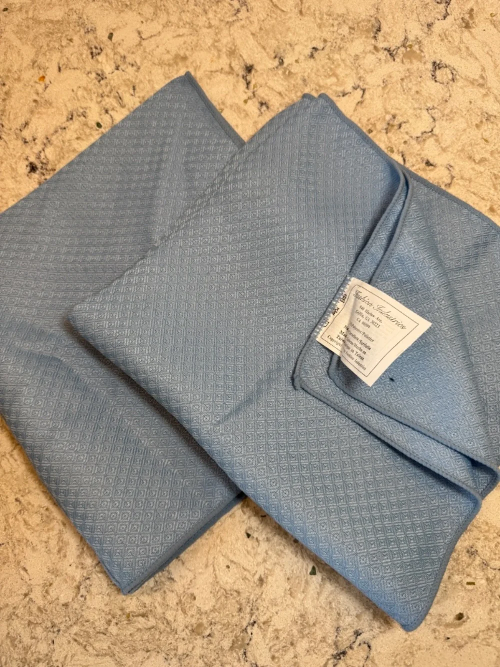Set of two Vintage Fashion Industries Linen Napkins baby light blue